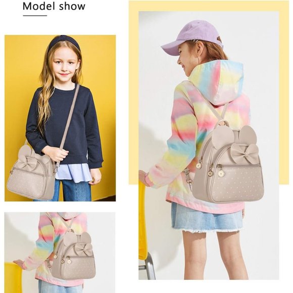 Bowknot Polka Dot Mini Backpack And Convertible Shoulder Bag Purse for Women - Picture 7 of 7